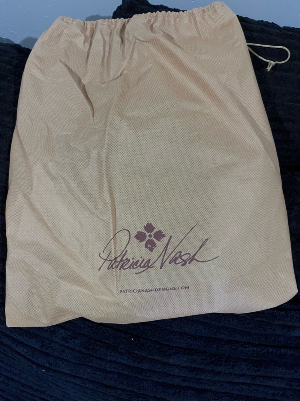 Blue Embossed Floral Leather Tote - Picture 7 of 11